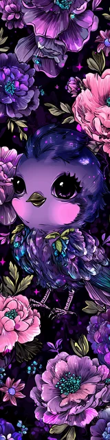 Free kawaii bookmark featuring a hopeful purple bird